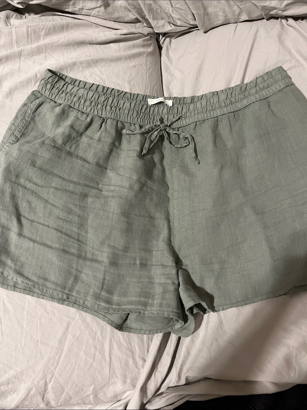 C&C California Light Sage Linen Drawstring Shorts